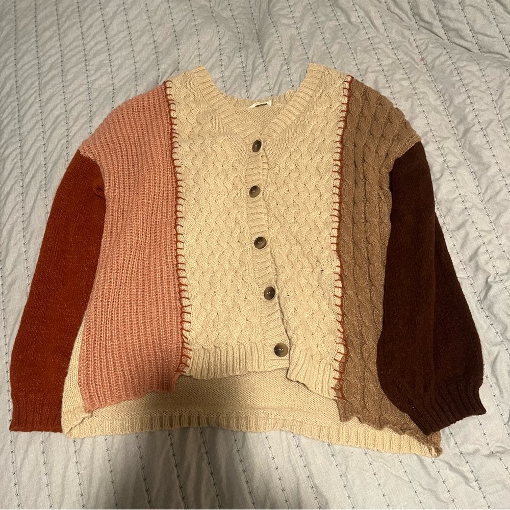 Colorblock Cable Knit Sweater
